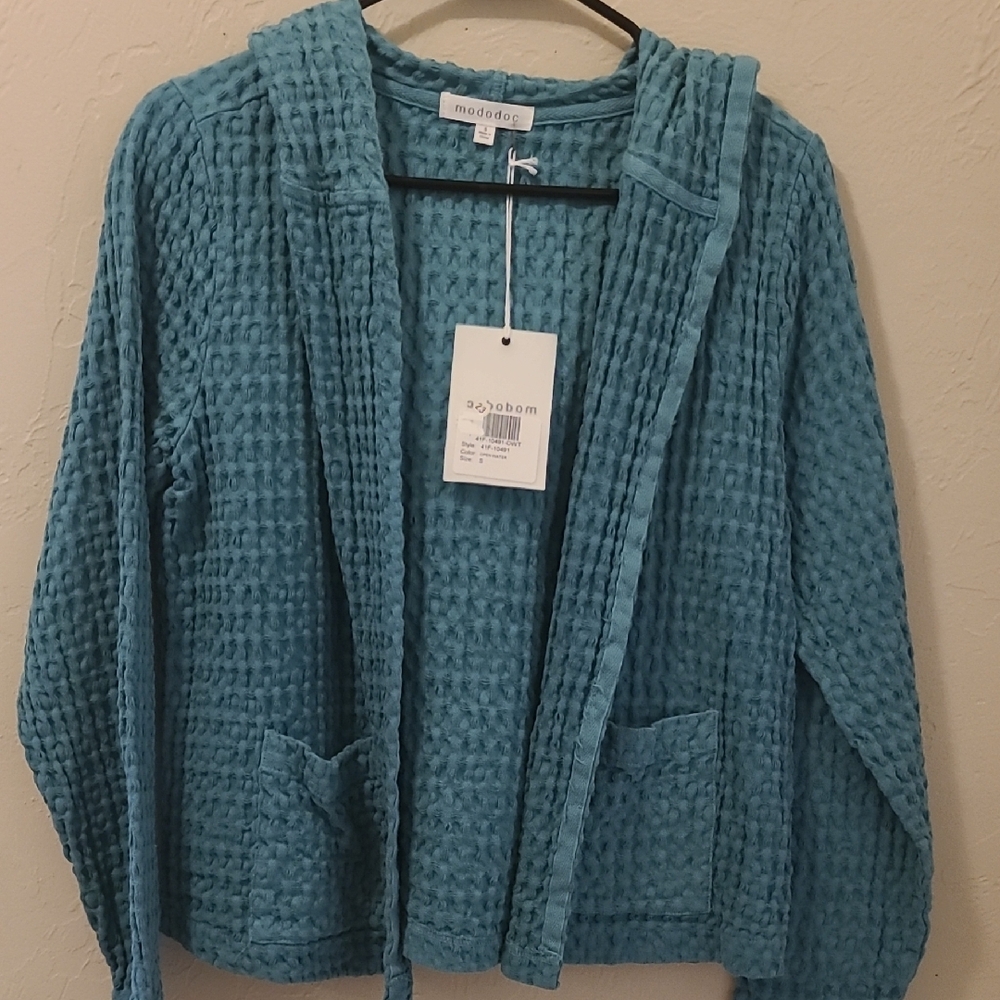Mud Pie Teal Textured Cardigan